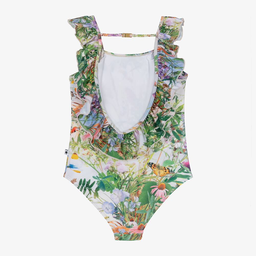 Molo-Зеленый купальник с цветами для девочек (UPF50+) | Childrensalon Outlet