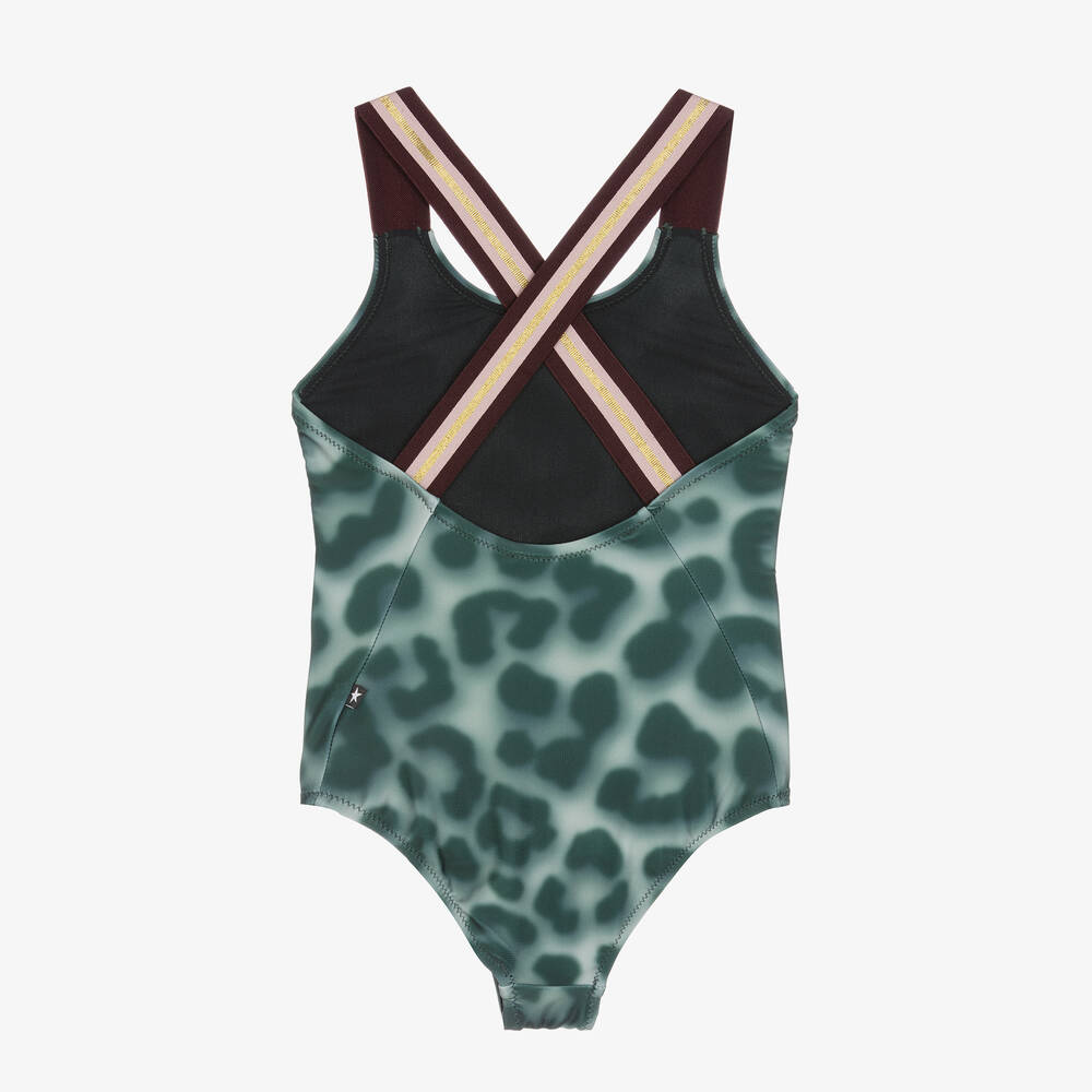 Molo-Girls Green Jaguar Swimsuit (UPF50+) | Childrensalon Outlet