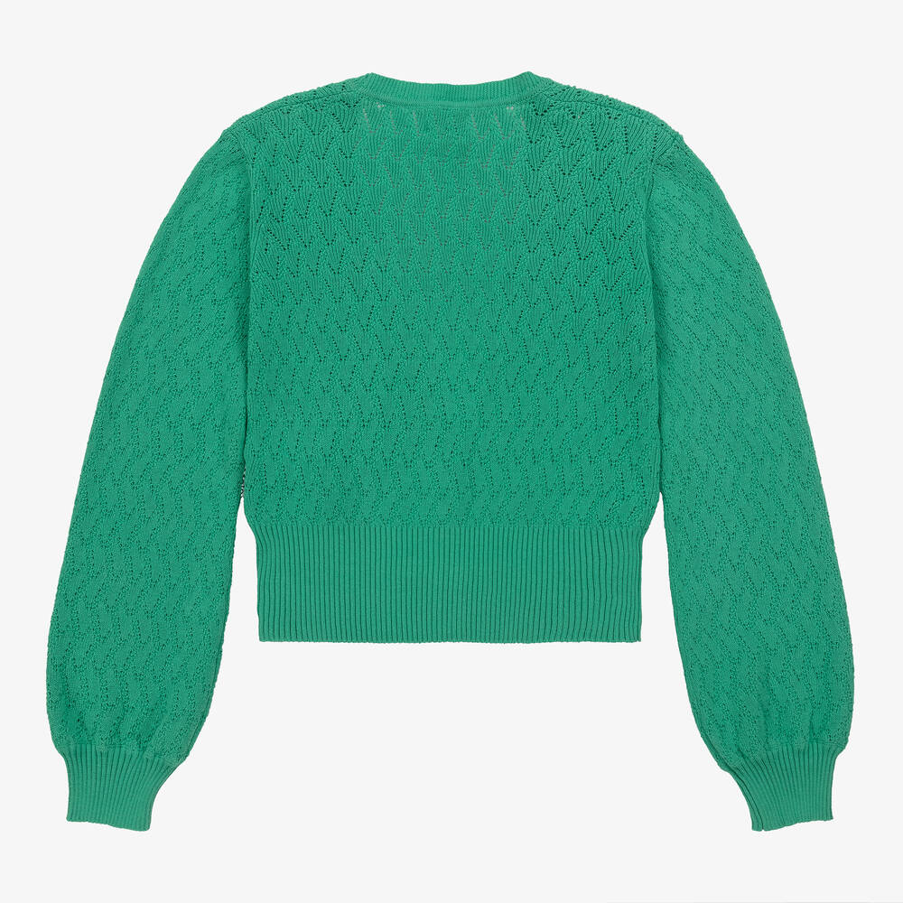 Molo Girls Green Organic Cotton Cardigan