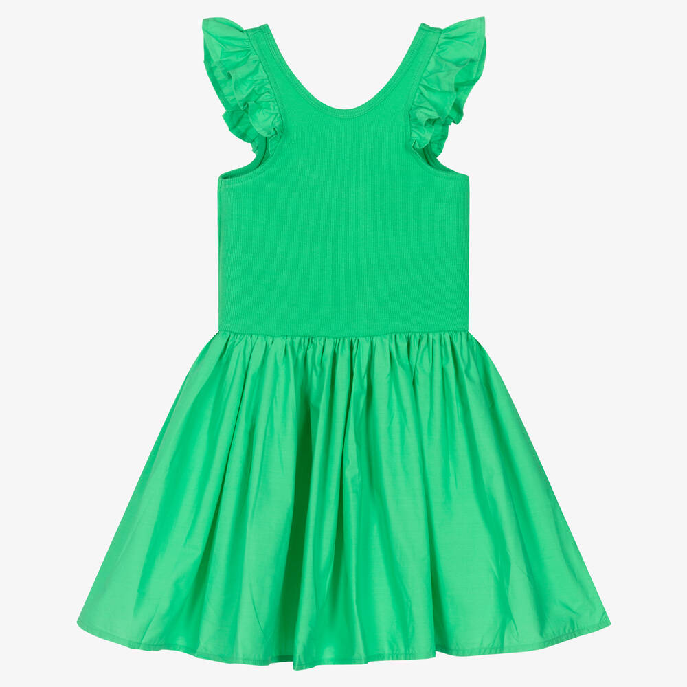 Molo - Girls Green Organic Cotton Dress | Childrensalon