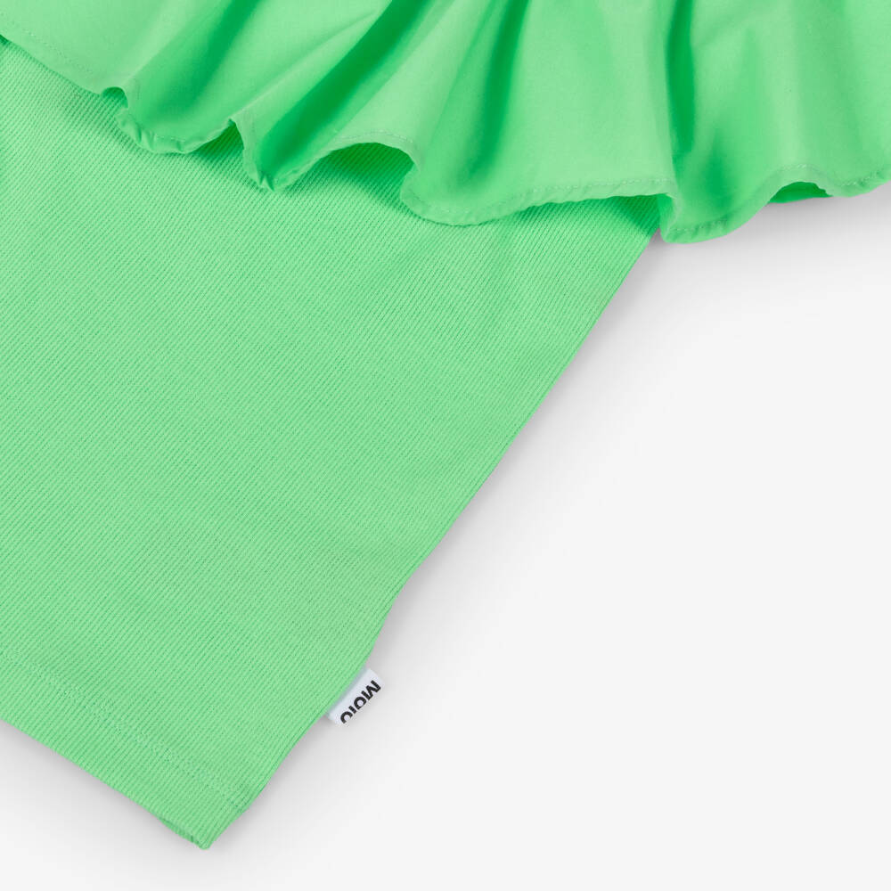 Molo-Girls Green Organic Cotton One Shoulder Top | Childrensalon Outlet