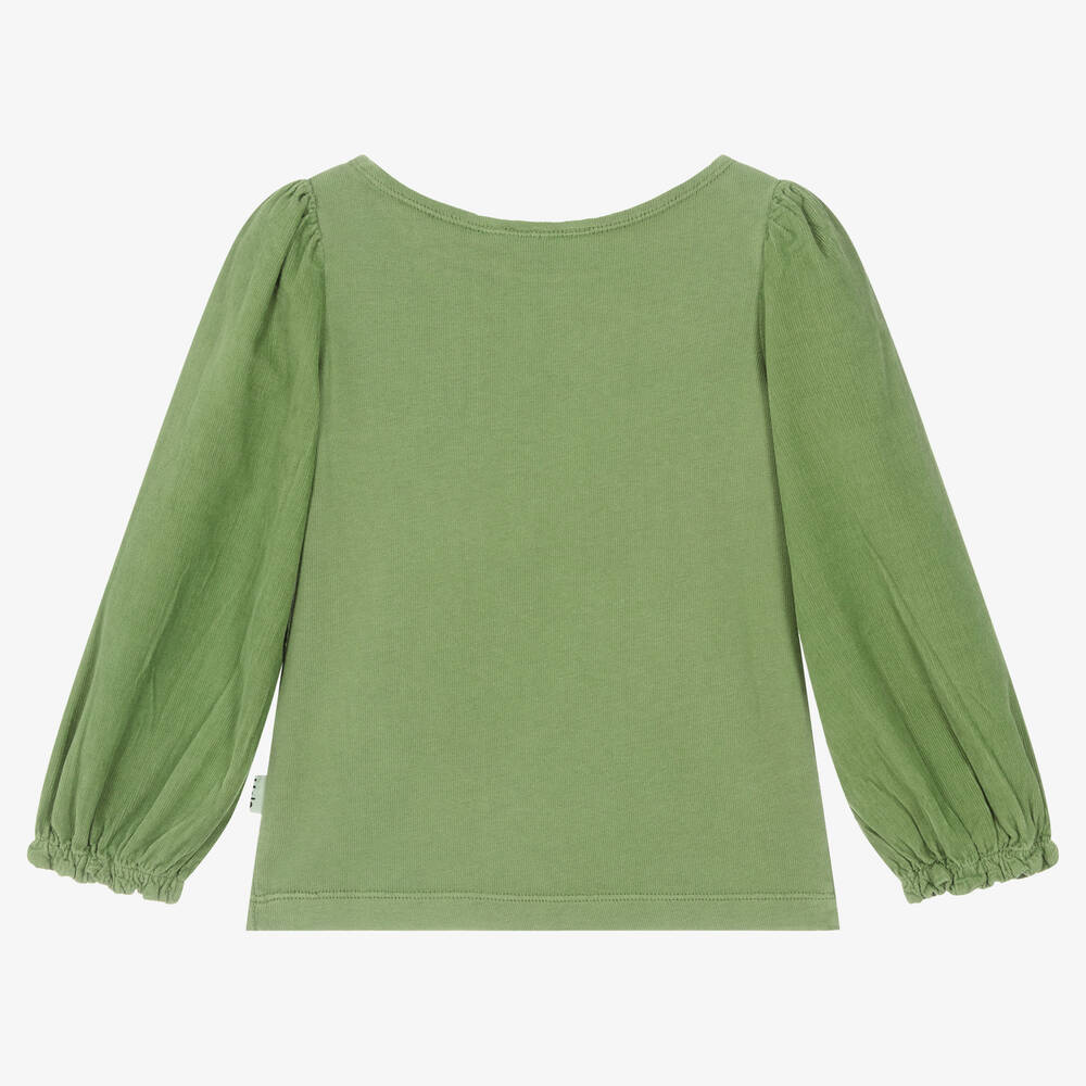 Molo-Girls Green Organic Cotton Top  | Childrensalon Outlet