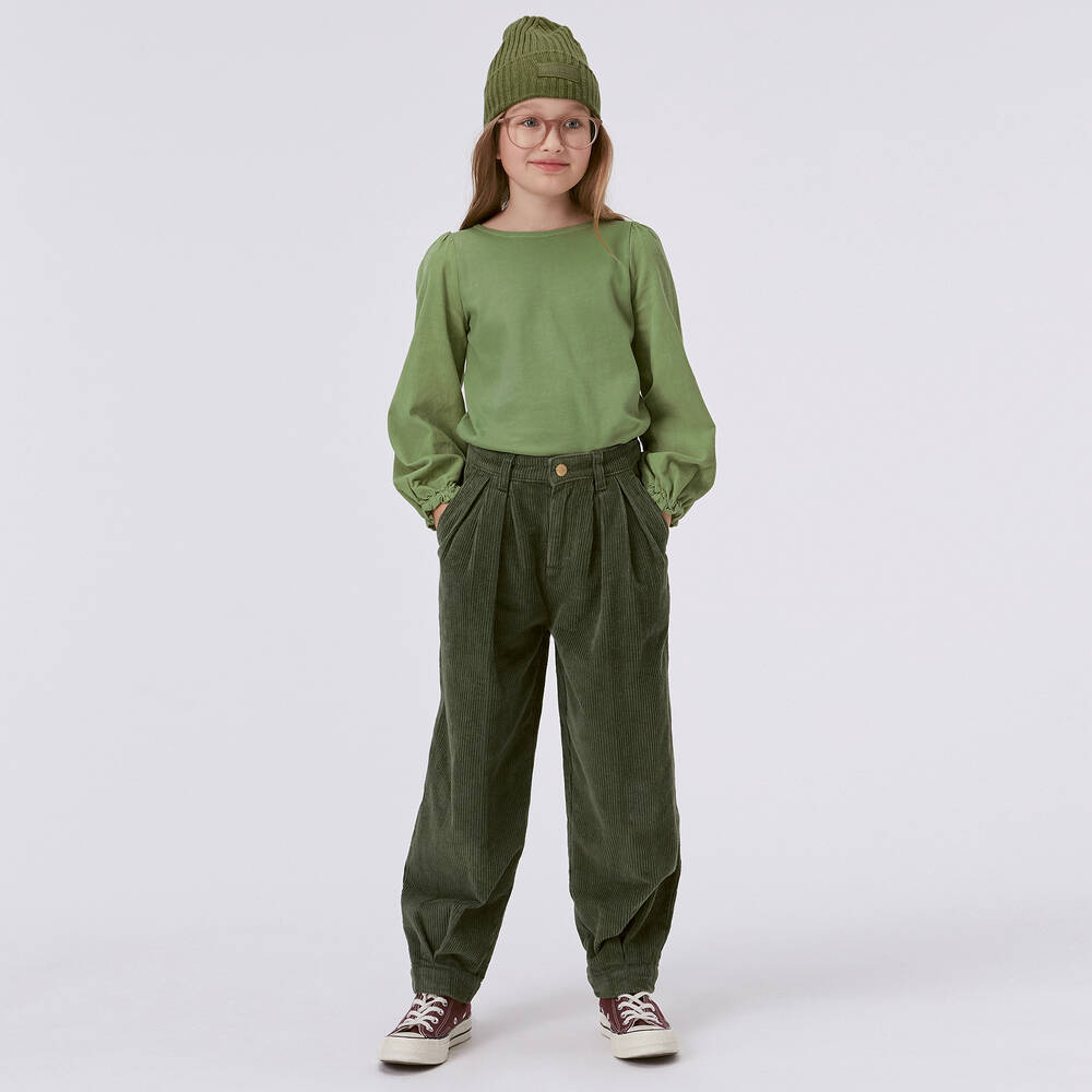 Molo-Girls Green Organic Cotton Top  | Childrensalon Outlet