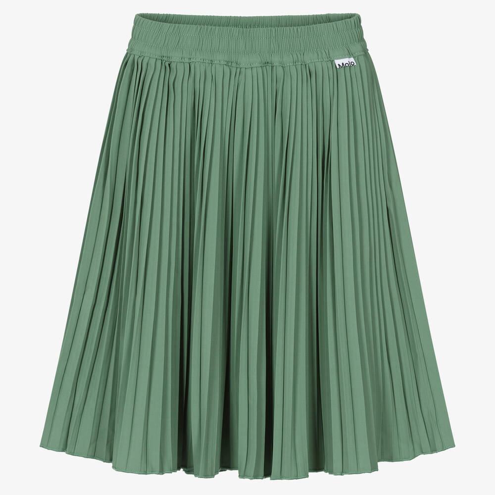 Molo - Girls Green Pleated Skirt | Childrensalon