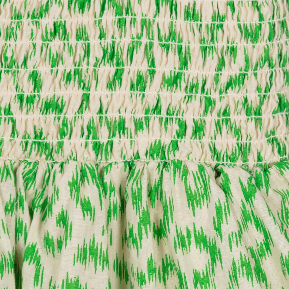 Molo-Girls Green Shirred Cotton Dress | Childrensalon Outlet