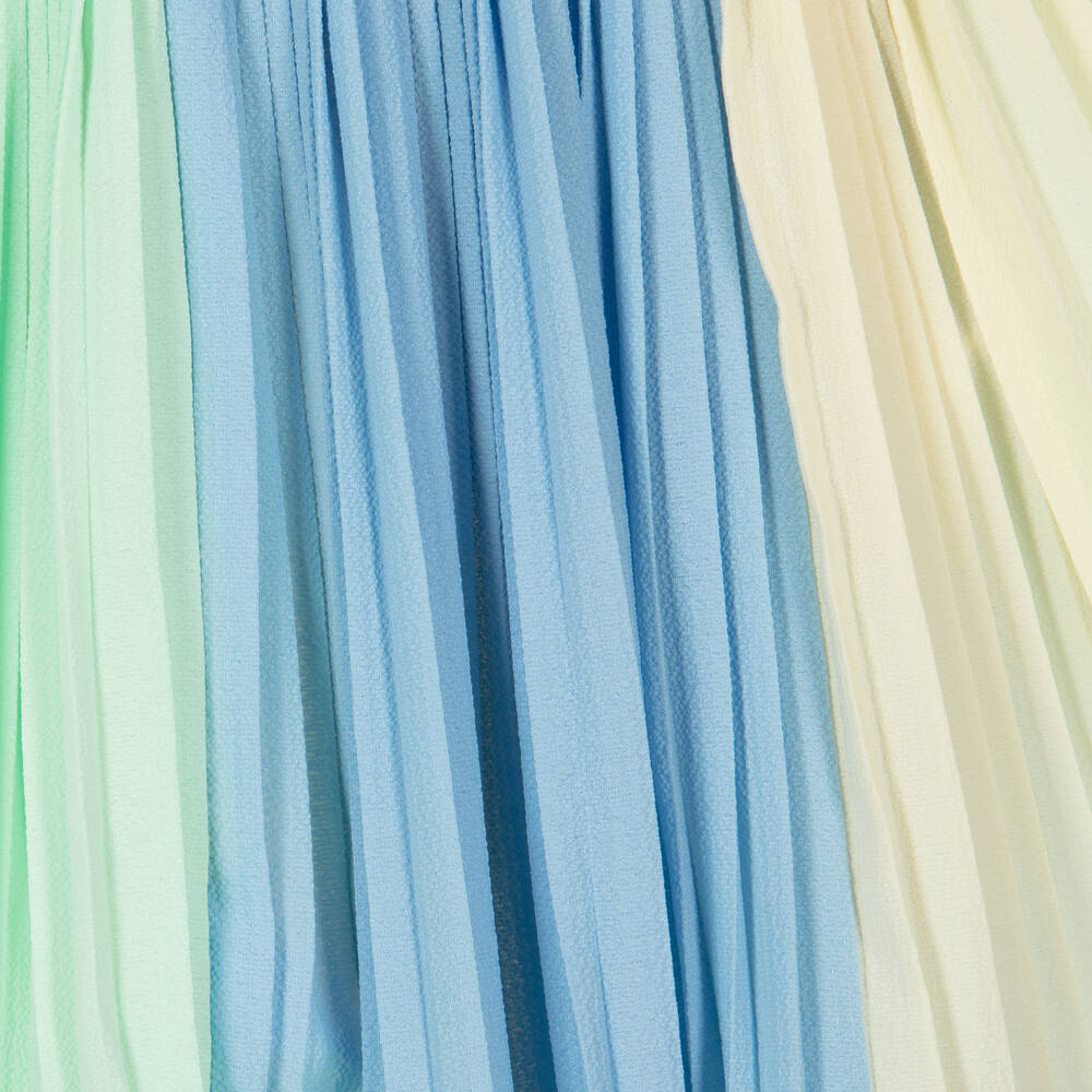 Molo-Girls Green Stripe Pleated Skirt | Childrensalon Outlet