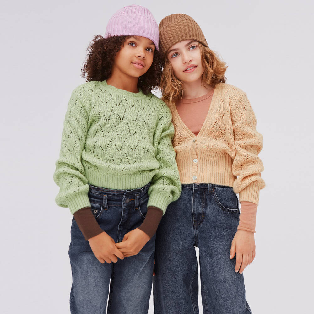 Molo-Girls Green Wool Sweater | Childrensalon Outlet