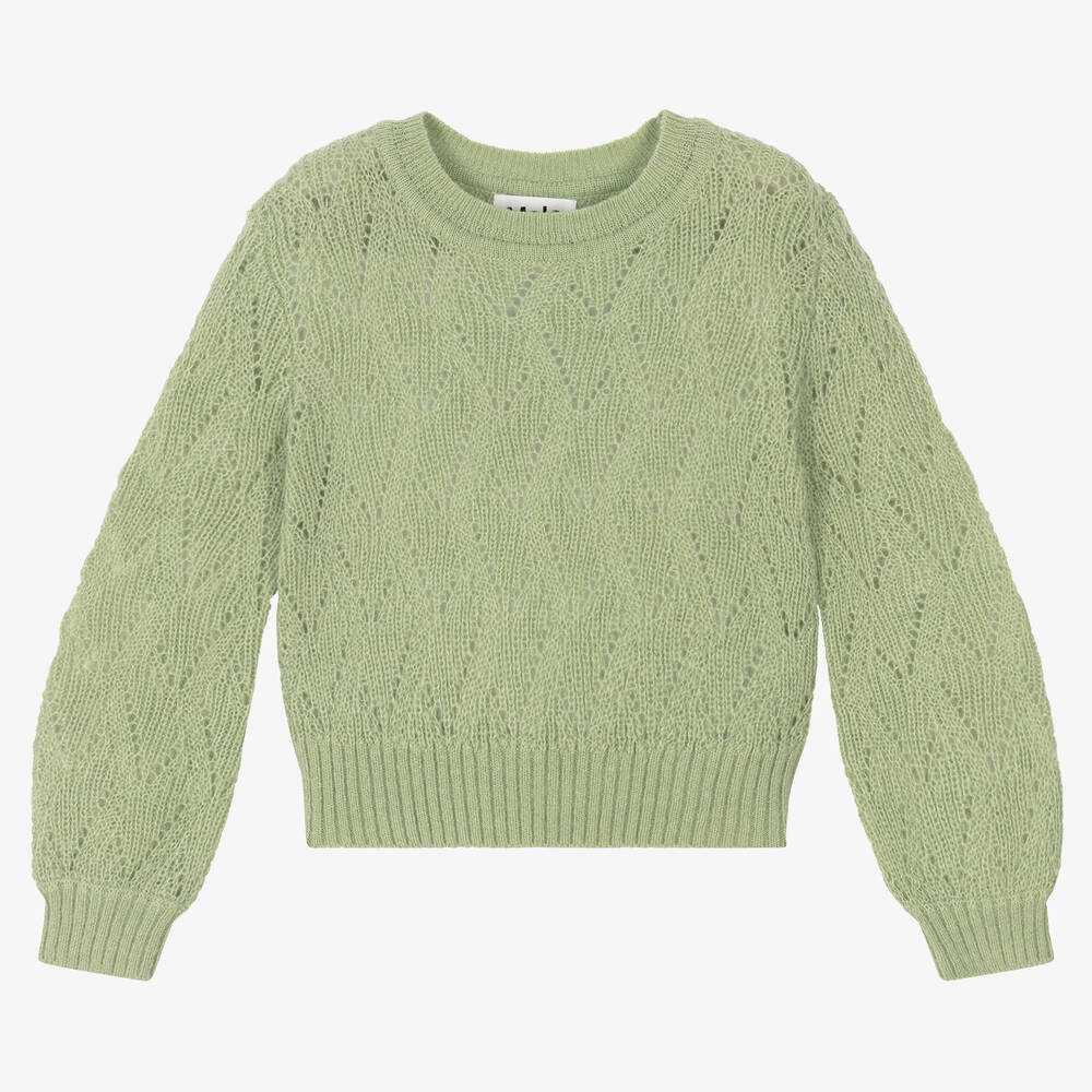 Molo - Pull vert en laine Fille | Childrensalon