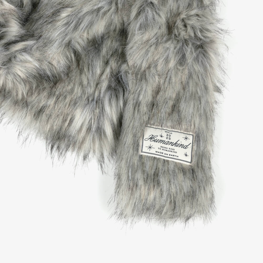Molo-Girls Grey Faux Fur Jacket | Childrensalon Outlet