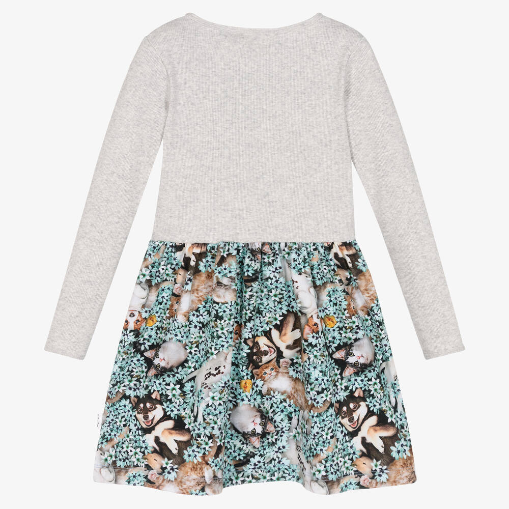Molo-Girls Grey Organic Cotton Dress | Childrensalon Outlet