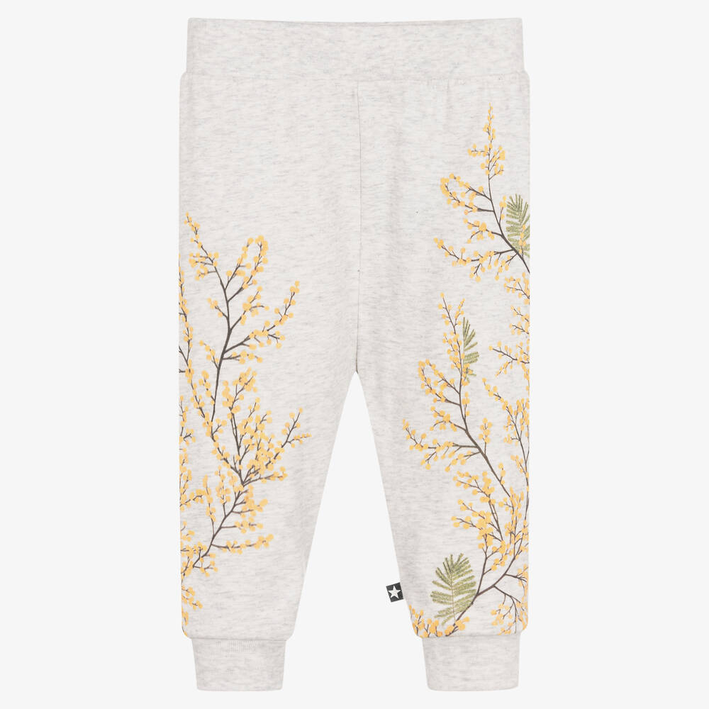 Molo - Girls Grey Organic Cotton Mimosa Joggers | Childrensalon