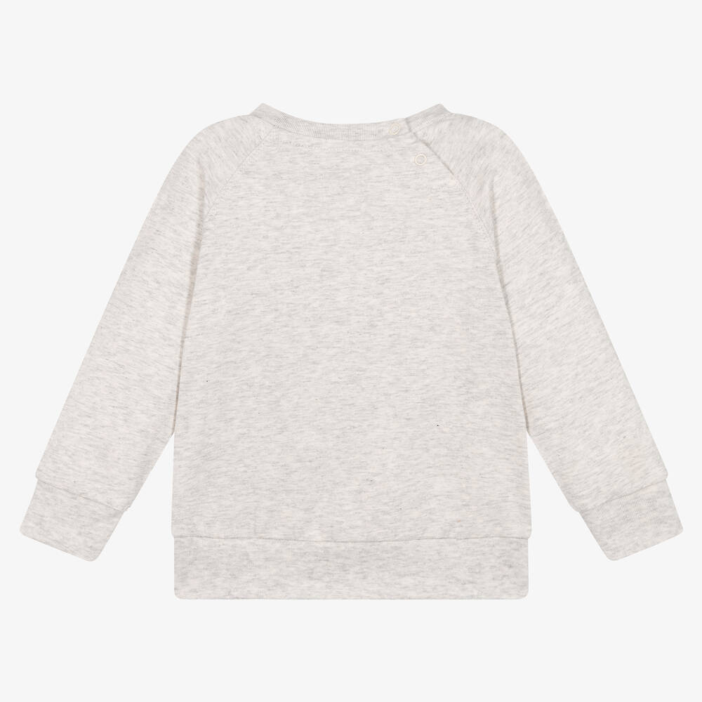 Molo-توب أطفال بناتي قطن عضوي جيرسي لون رمادي | Childrensalon Outlet
