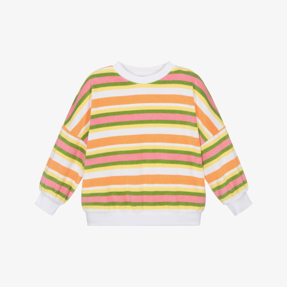 Molo-Girls Happy Stripe Towelling Top | Childrensalon Outlet