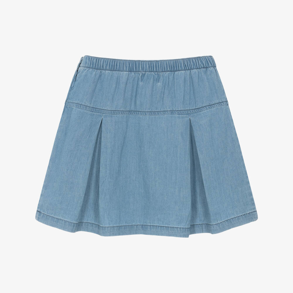 Molo-Girls Indigo Chambray Cotton Skirt | Childrensalon Outlet