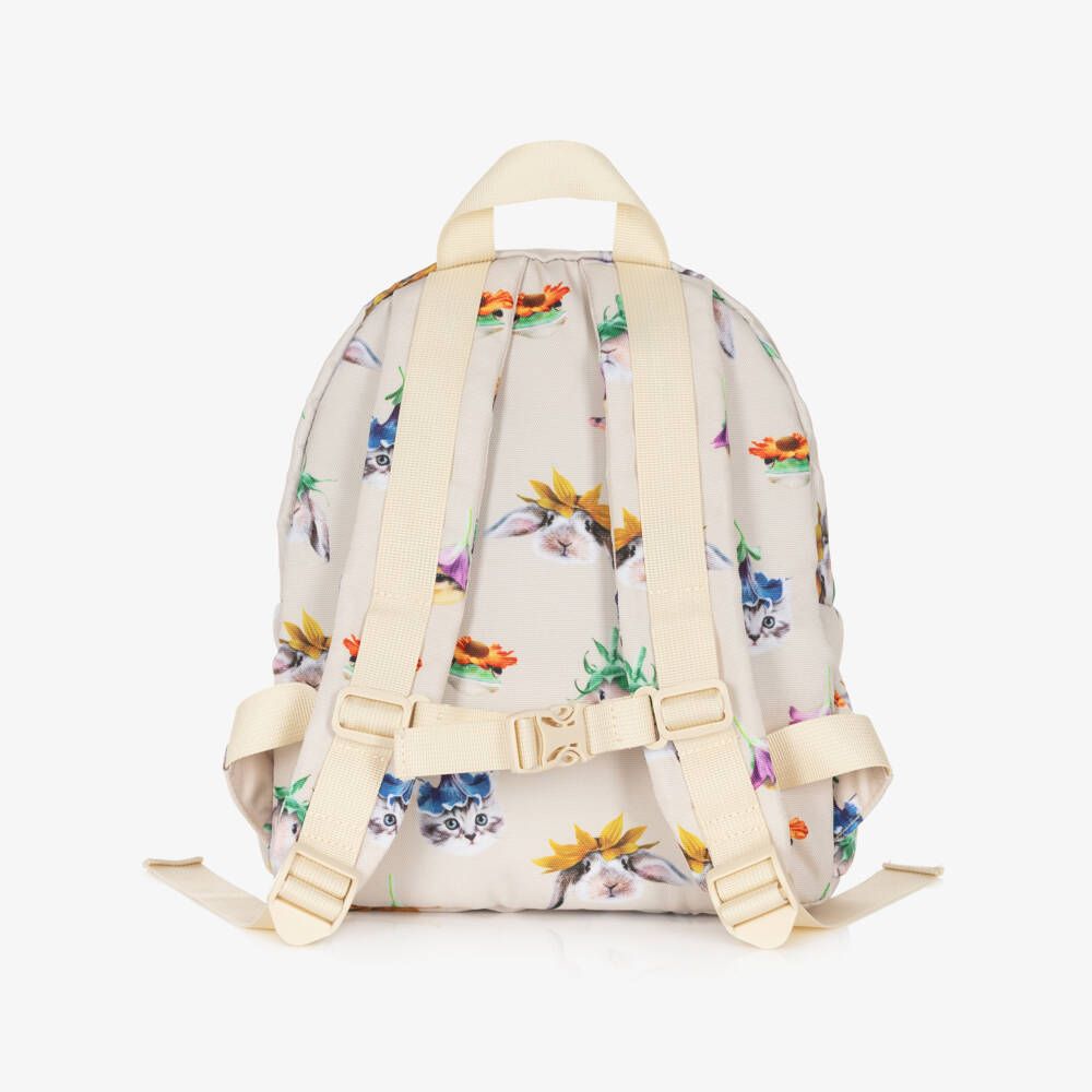 Molo-Girls Ivory Animals & Flowers Canvas Backpack | Childrensalon Outlet