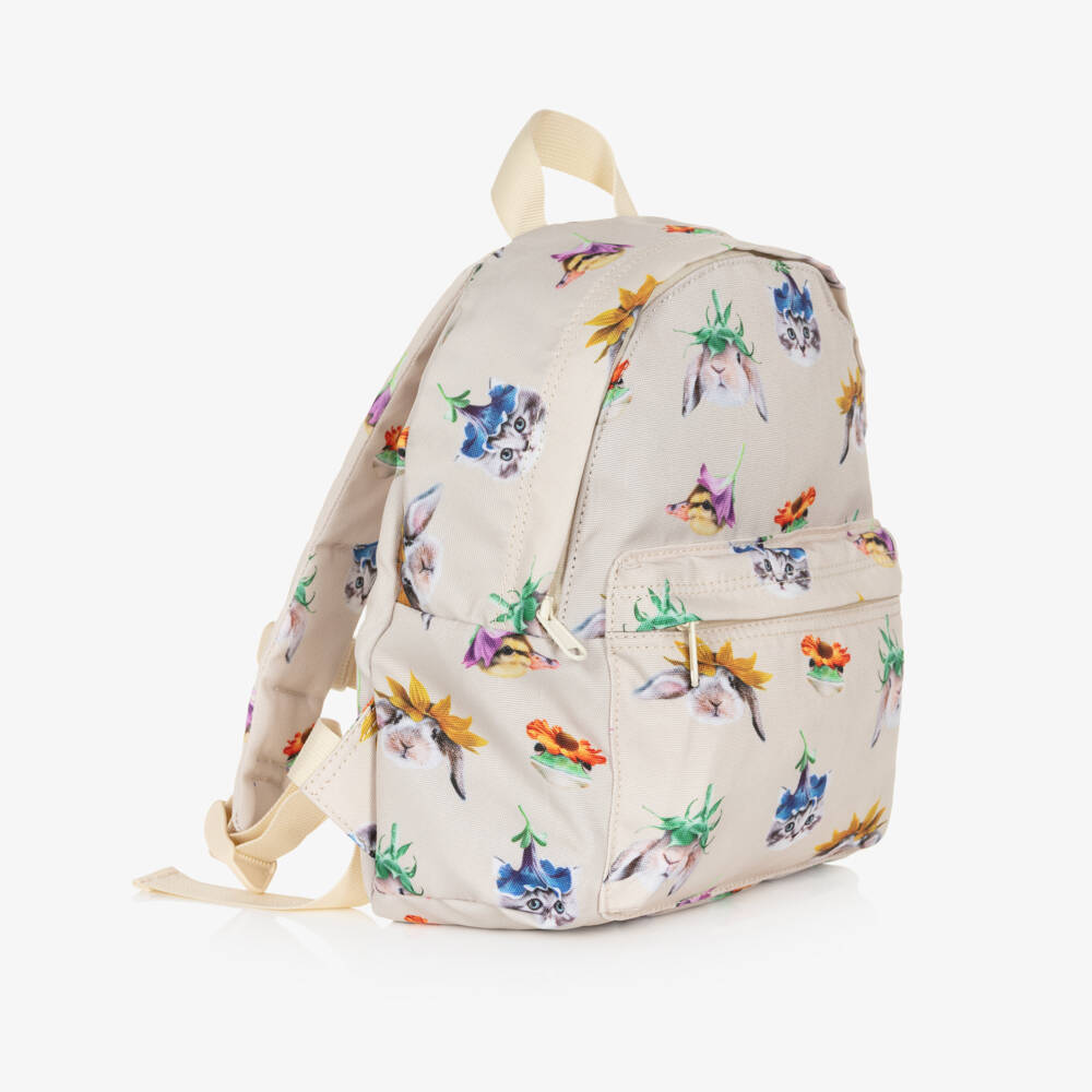 Molo-Girls Ivory Animals & Flowers Canvas Backpack | Childrensalon Outlet