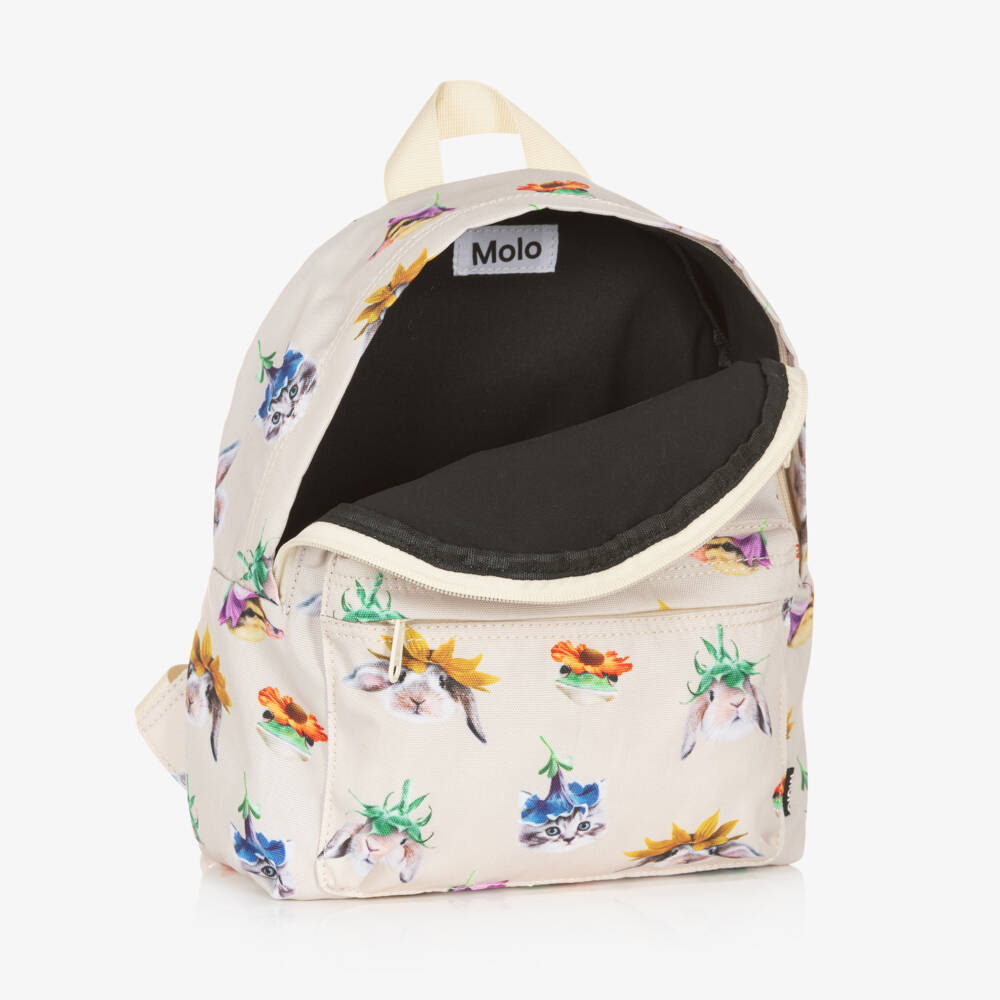 Molo-Girls Ivory Animals & Flowers Canvas Backpack | Childrensalon Outlet