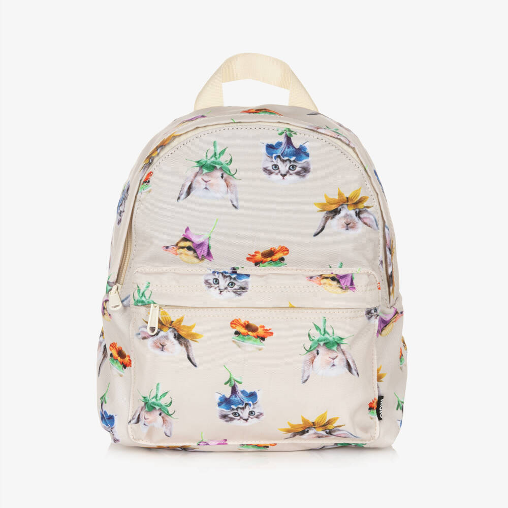 Molo-Girls Ivory Animals & Flowers Canvas Backpack | Childrensalon Outlet