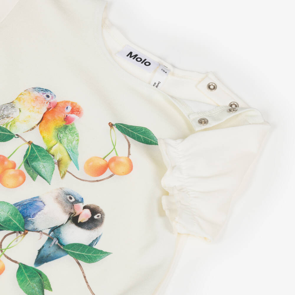 Molo-Girls Ivory Bird & Cherry Ensemble | Childrensalon Outlet
