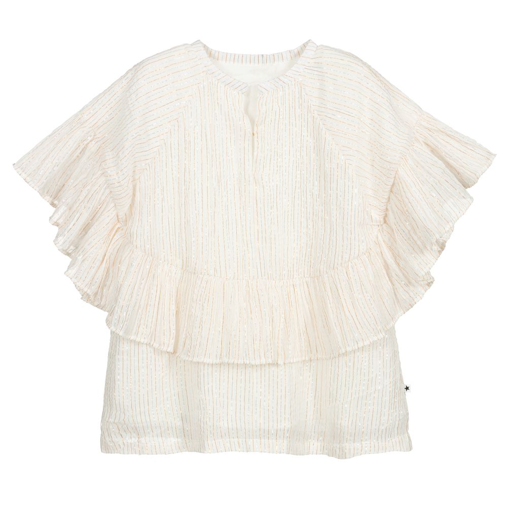 Molo - Кремовая хлопковая блузка для девочек | Childrensalon