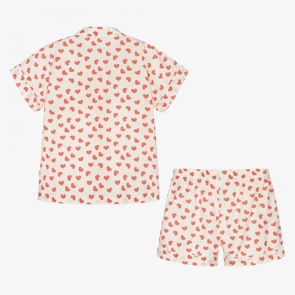 Molo-Кремовая хлопковая пижама в сердечки для девочек | Childrensalon Outlet