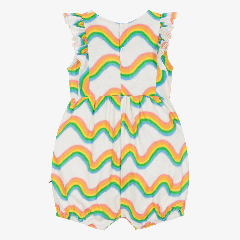 Molo-Girls Ivory Cotton Rainbow Playsuit | Childrensalon Outlet