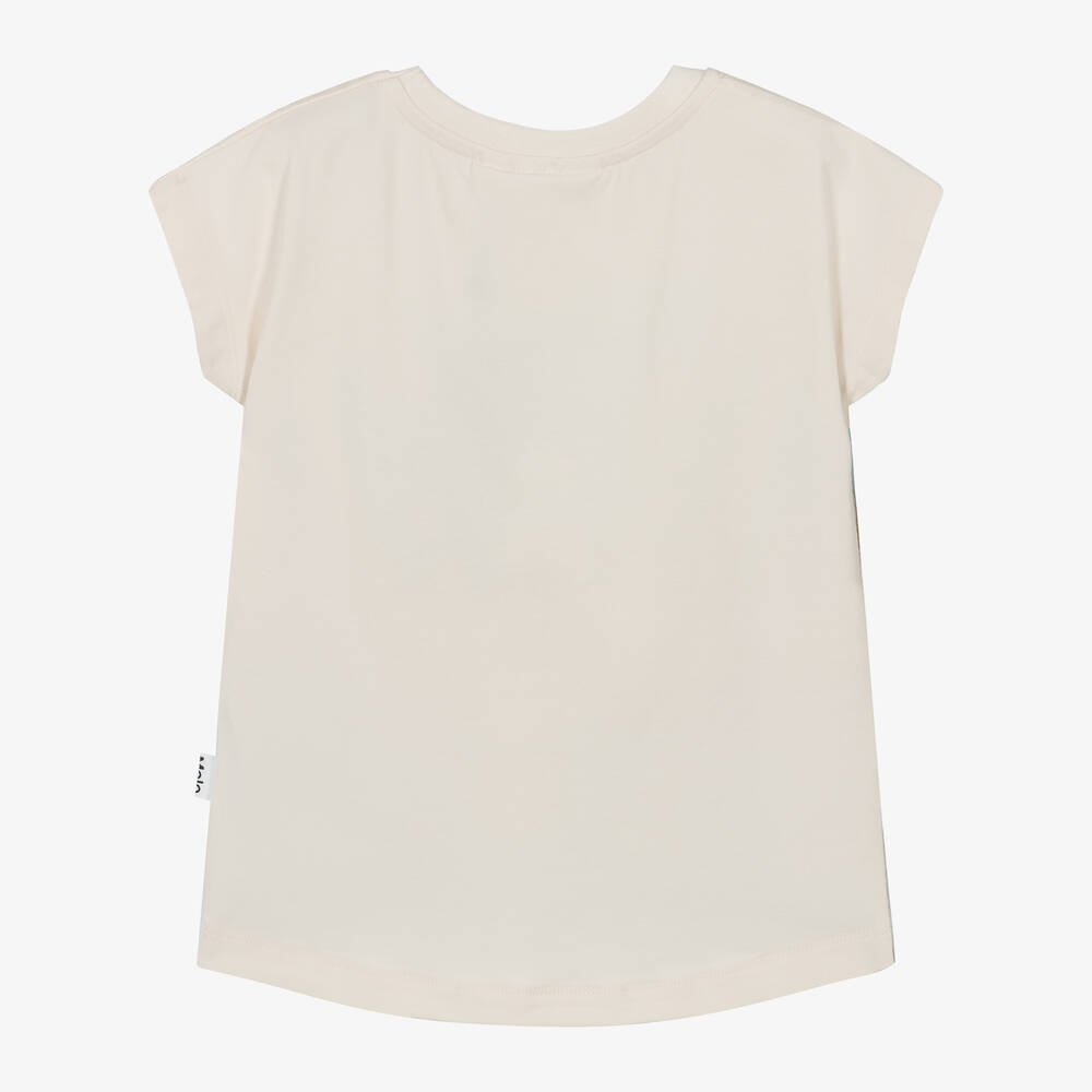 Molo-Girls Ivory Cotton Shell-Print T-Shirt | Childrensalon Outlet