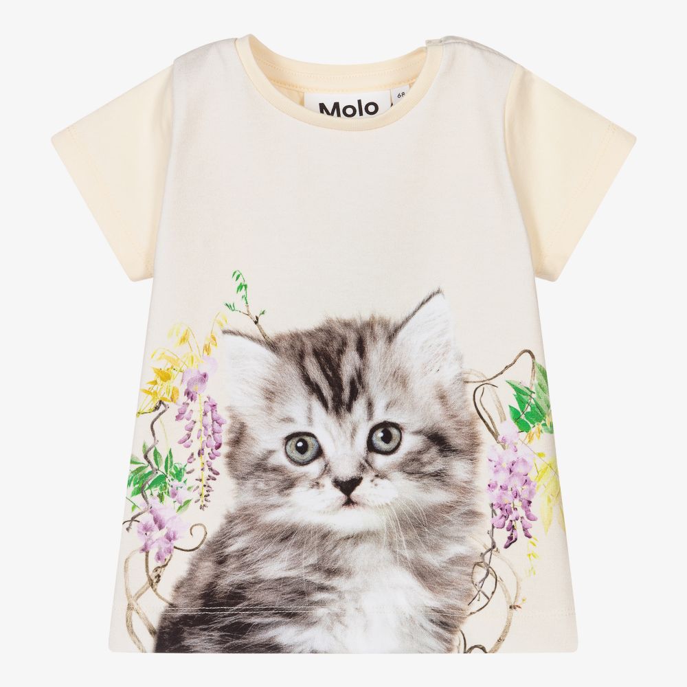 Molo - Elfenbeinfarbenes Baumwoll-T-Shirt (M) | Childrensalon
