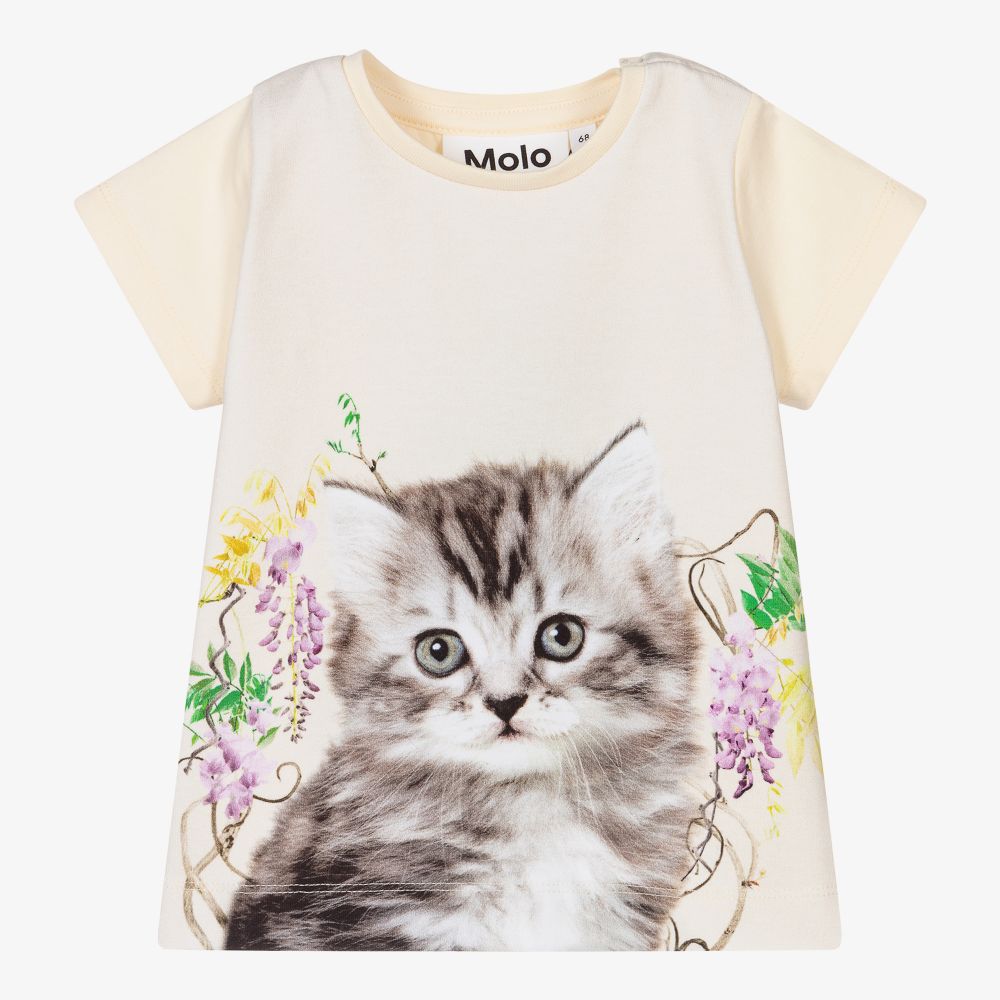 Molo-Кремовая хлопковая футболка для девочек | Childrensalon Outlet