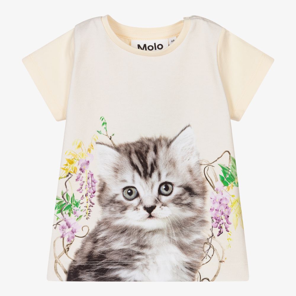 Molo - Girls Ivory Cotton T-Shirt | Childrensalon