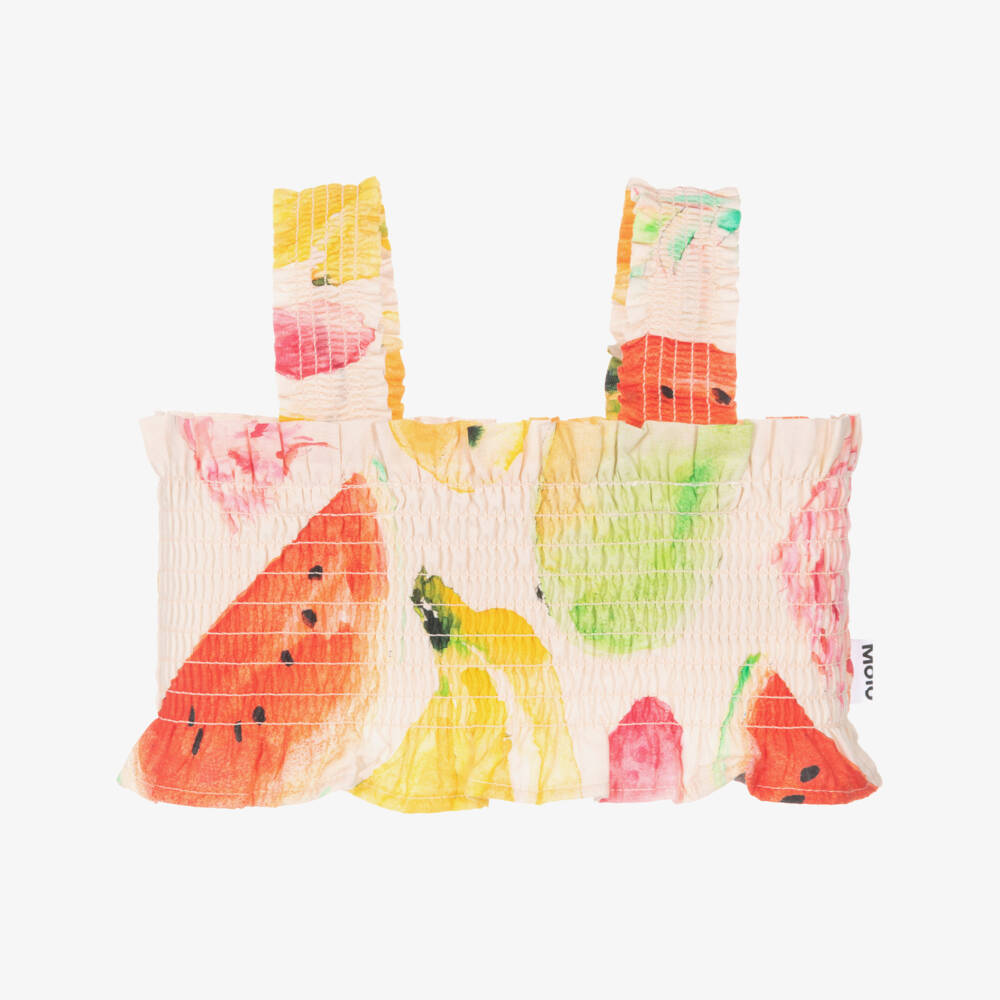 Molo-Girls Ivory Cotton Tropical Fruit Top | Childrensalon Outlet