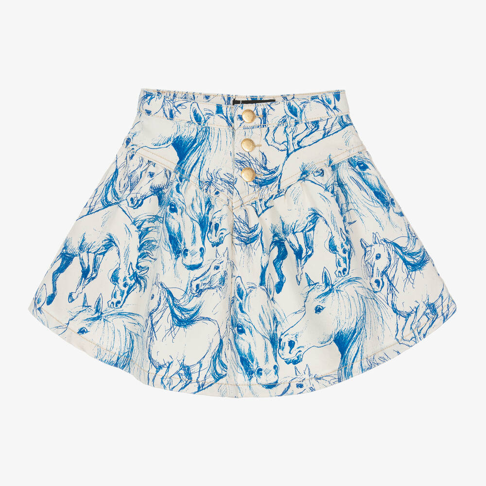 Molo-Кремовая джинсовая юбка с лошадьми для девочек | Childrensalon Outlet
