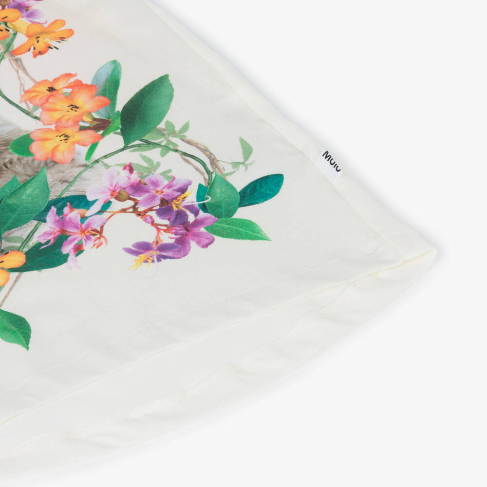 Molo-Кремовый хлопковый топ с цветочным узором для девочек | Childrensalon Outlet