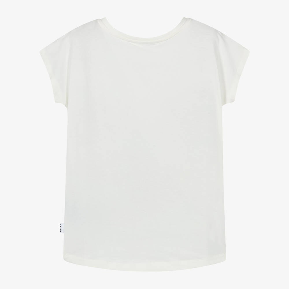 Molo-Кремовый хлопковый топ с цветочным узором для девочек | Childrensalon Outlet