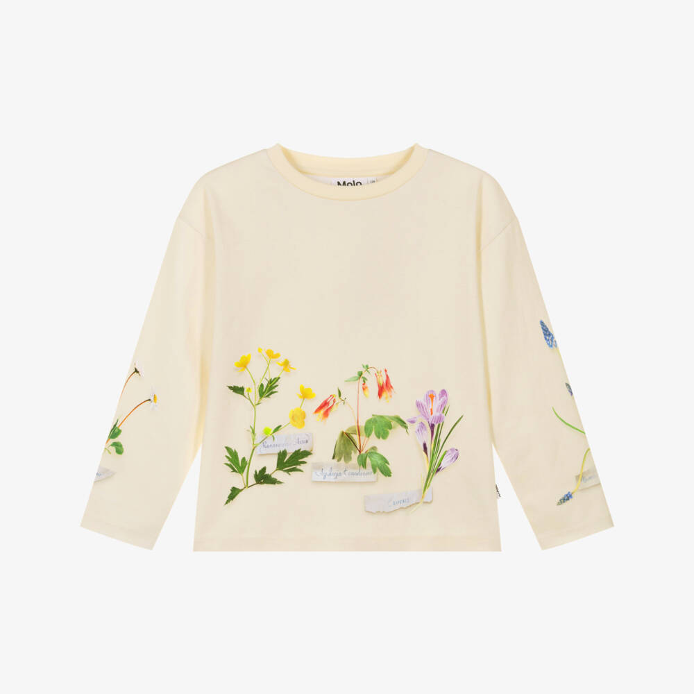 Molo-Кремовый свитшот с цветами для девочек | Childrensalon Outlet