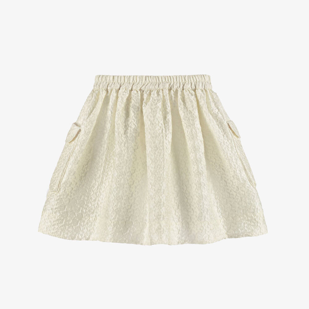 Molo-Girls Ivory Floral Satin Jacquard Skirt | Childrensalon Outlet