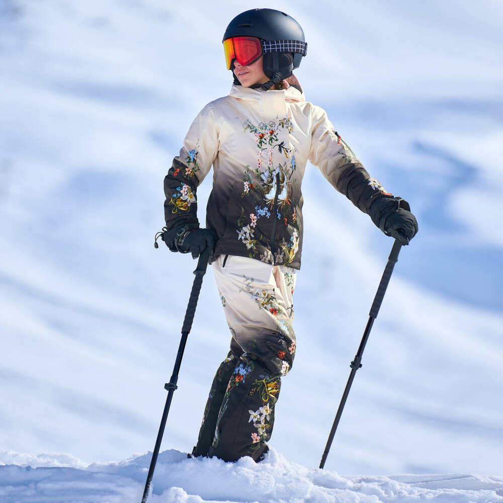 Molo-Girls Ivory Floral Technical & Waterproof Ski Trousers | Childrensalon Outlet