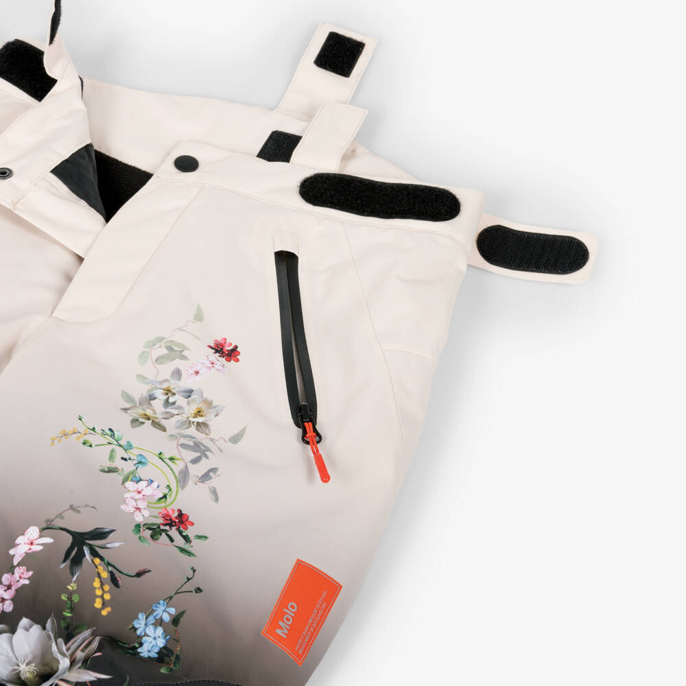 Molo-Girls Ivory Floral Technical & Waterproof Ski Trousers | Childrensalon Outlet