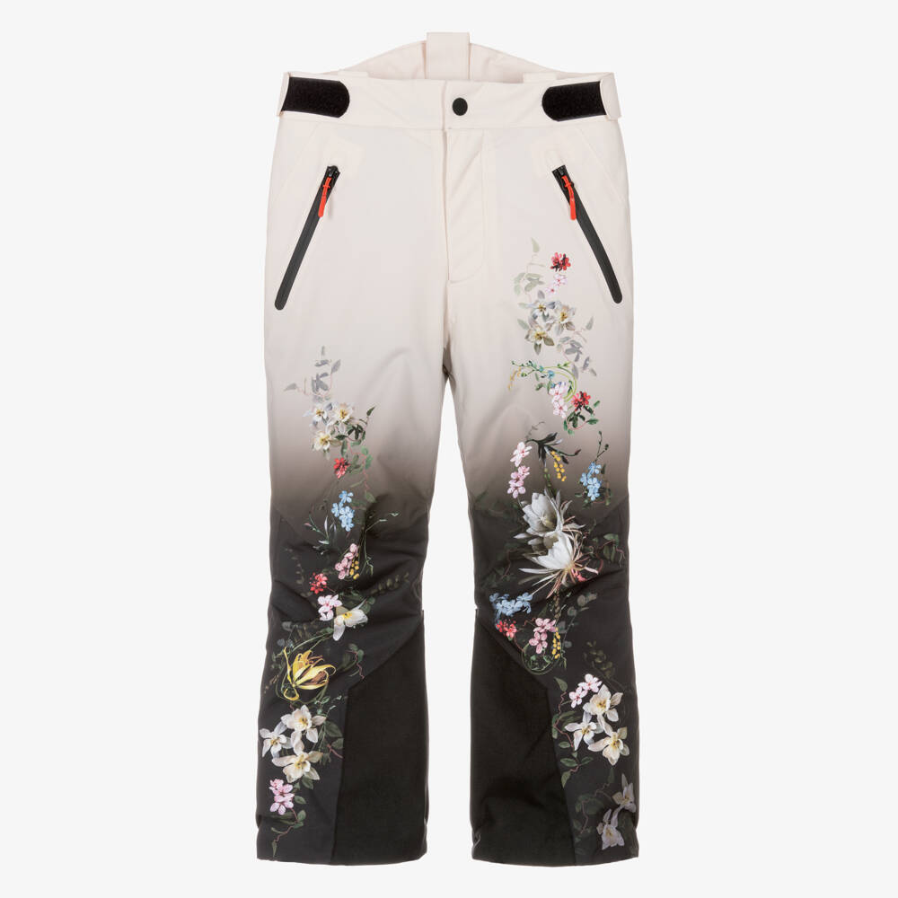 Molo-Girls Ivory Floral Technical & Waterproof Ski Trousers | Childrensalon Outlet