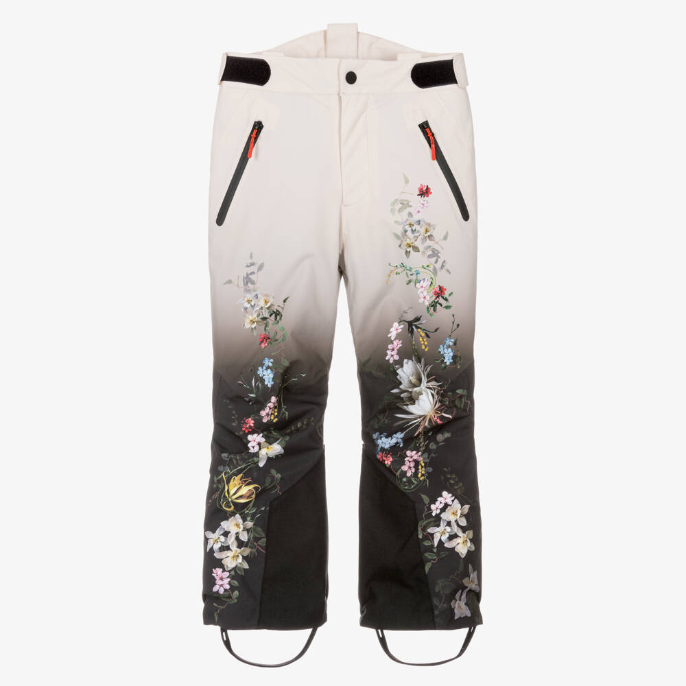 Molo-Girls Ivory Floral Technical & Waterproof Ski Trousers | Childrensalon Outlet