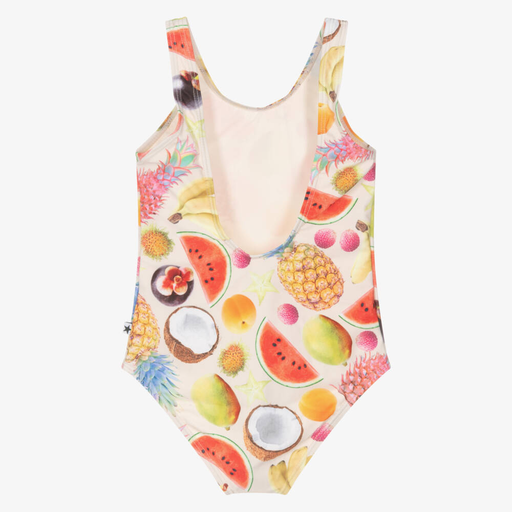 Molo-Girls Ivory Fruit Print Swimsuit | Childrensalon Outlet