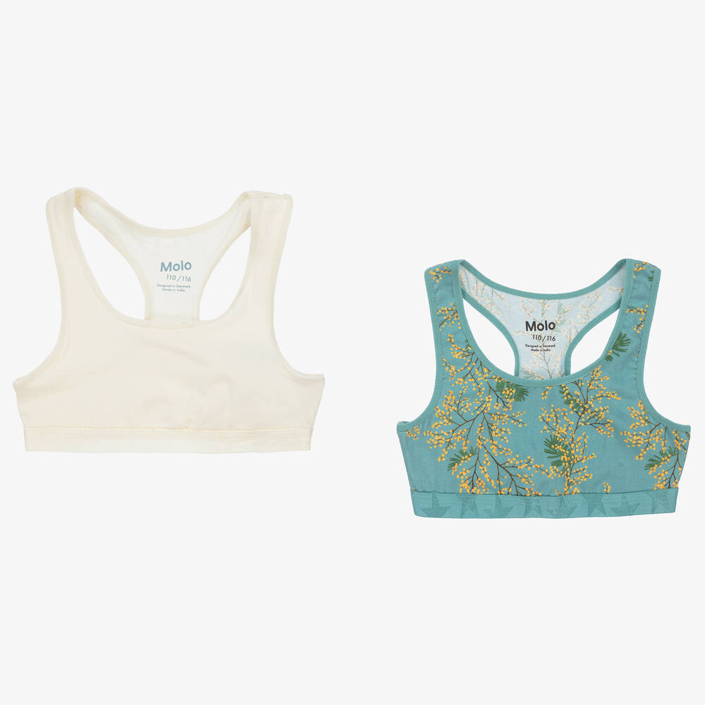 Molo - Lot de 2 brassières ivoire et verte en coton fille | Childrensalon