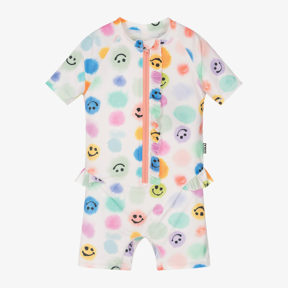 Molo-Girls Ivory Happy Face Sun Suit (UPF50+) | Childrensalon Outlet