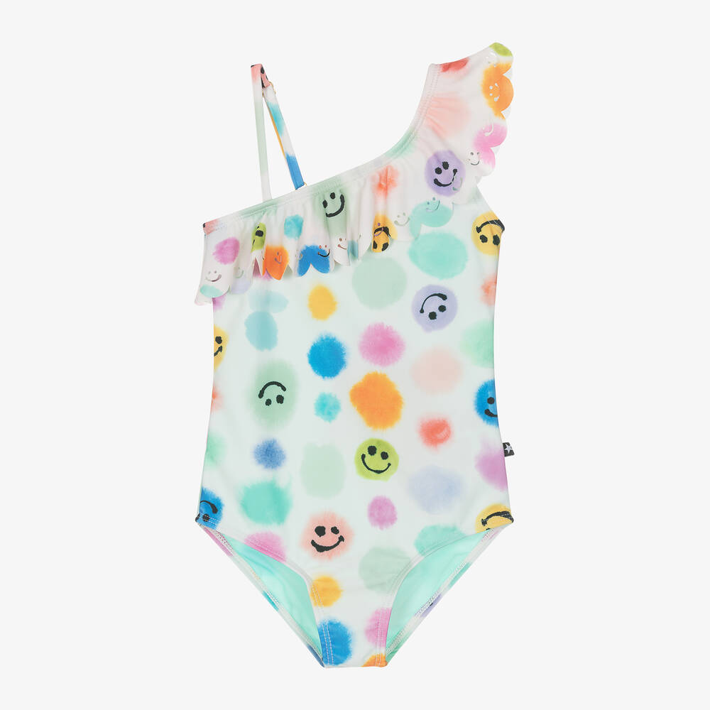 Molo-Girls Ivory Happy Face Swimsuit (UPF50+) | Childrensalon Outlet