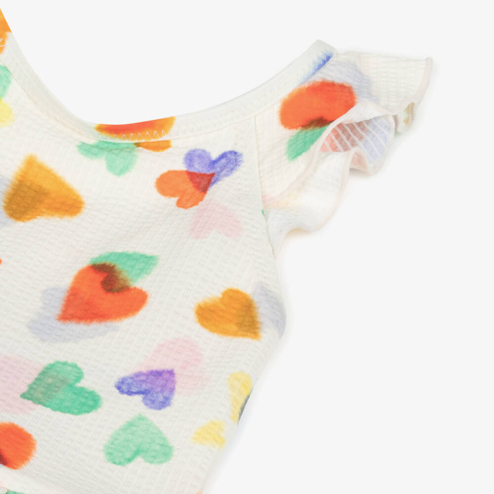 Molo-مايوه عاجي للبنات بتصميم قلب وكشكشات | Childrensalon Outlet