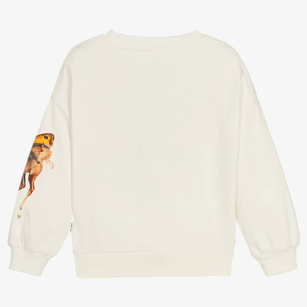 Molo-Girls Ivory Horse Cotton Sweatshirt | Childrensalon Outlet