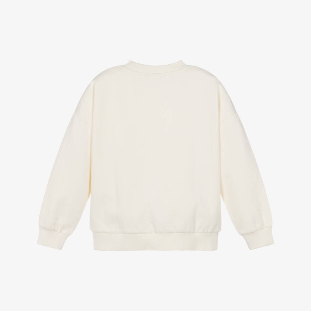 Molo-Girls Ivory Kitten Graphic Sweatshirt | Childrensalon Outlet