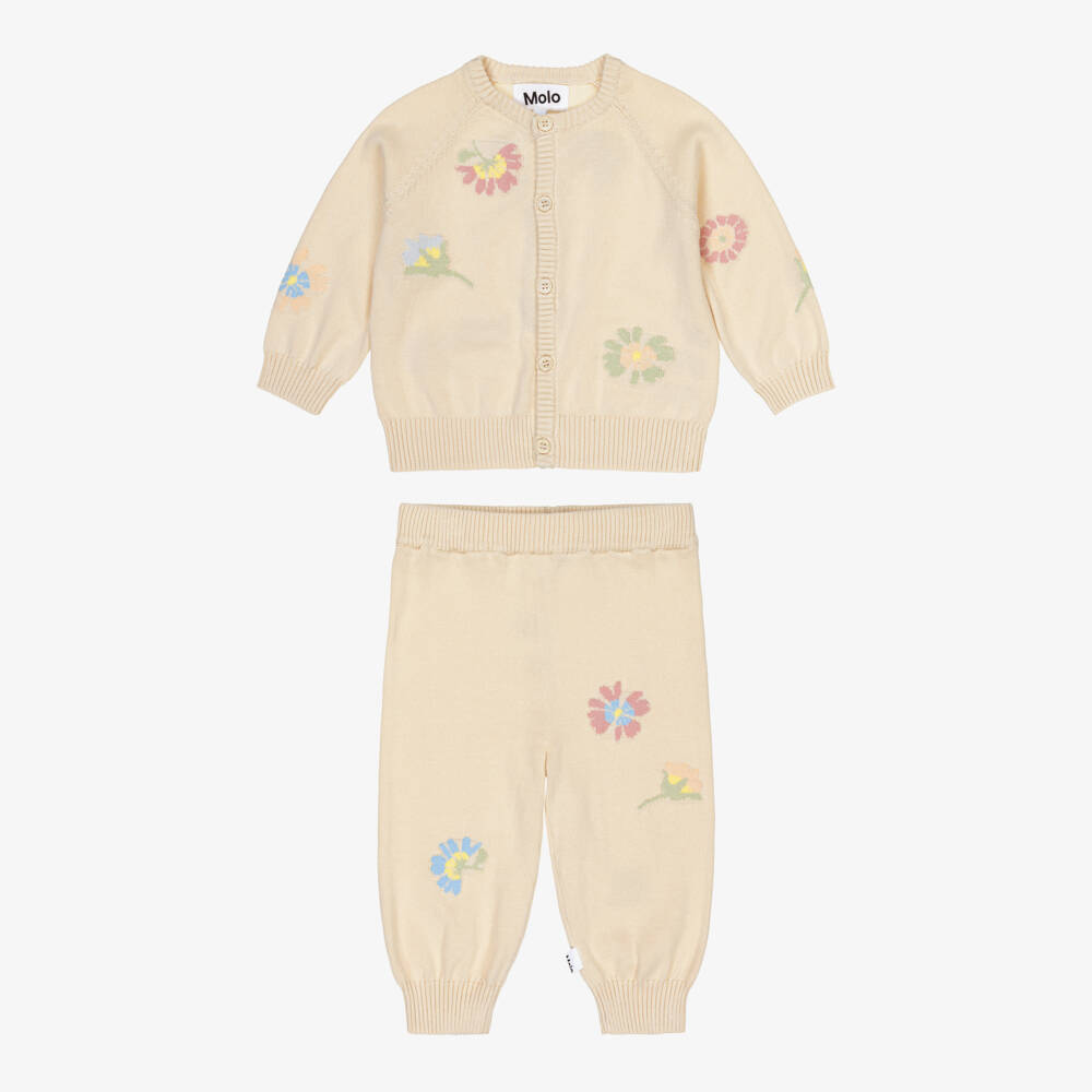 Molo-Girls Ivory Knit Cardigan & Joggers | Childrensalon Outlet