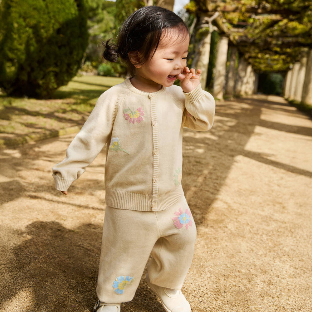 Molo-Girls Ivory Knit Cardigan & Joggers | Childrensalon Outlet
