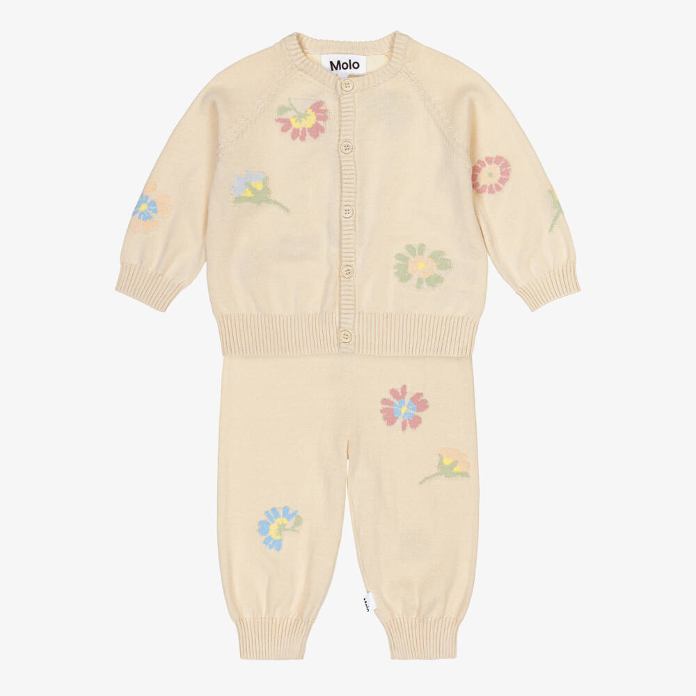 Molo-Кремовый вязаный кардиган и джоггеры для девочек | Childrensalon Outlet